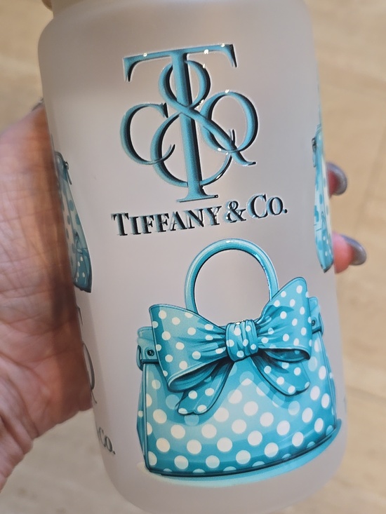 Other - Designer Inspired Frosted Glass Tumbler with Straw